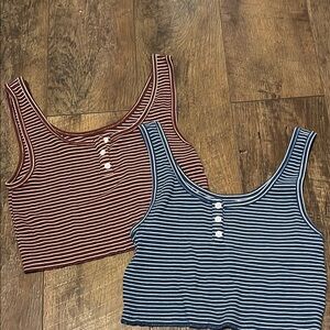 American Eagle Striped Crop Tank Tops